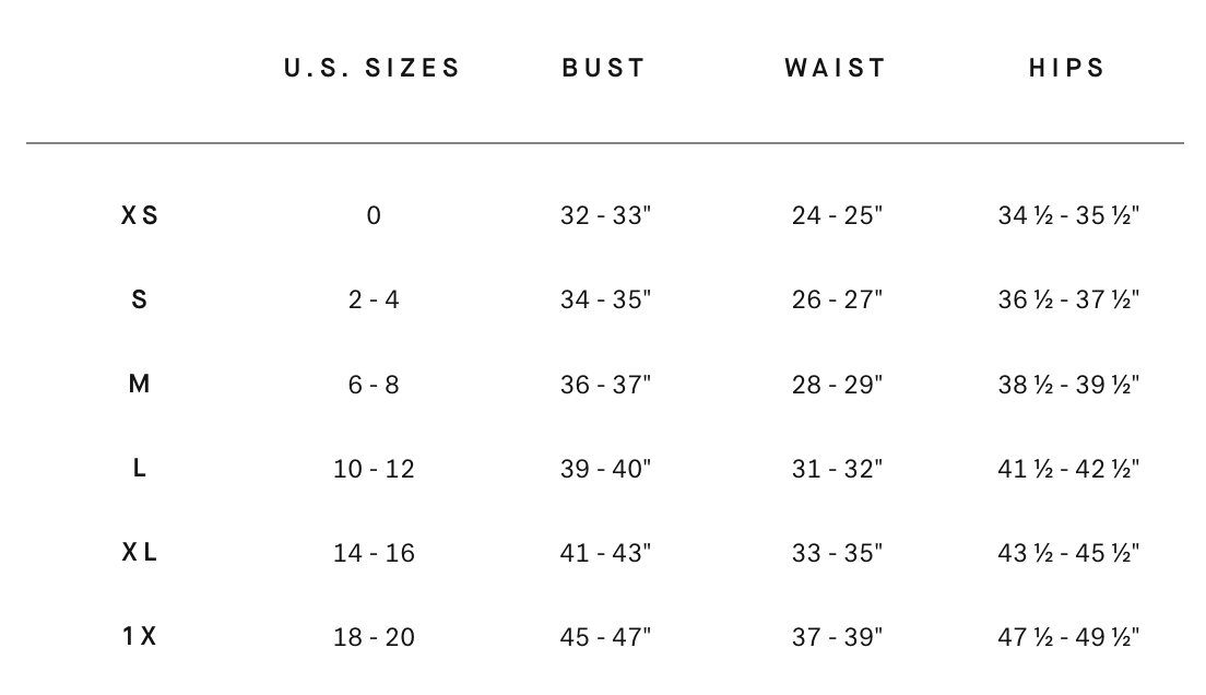 Product size guide