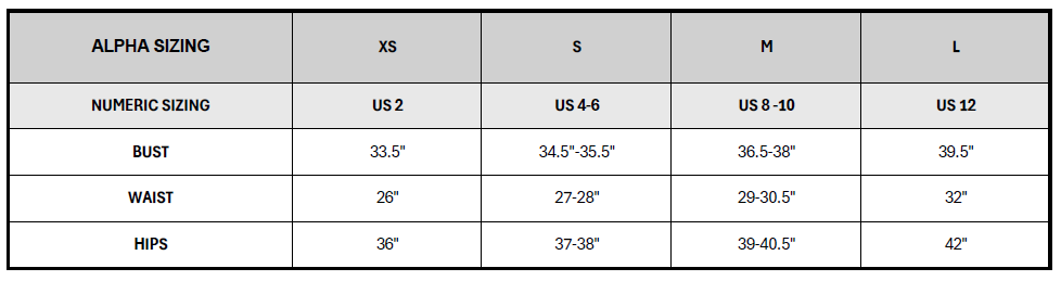 Product size guide