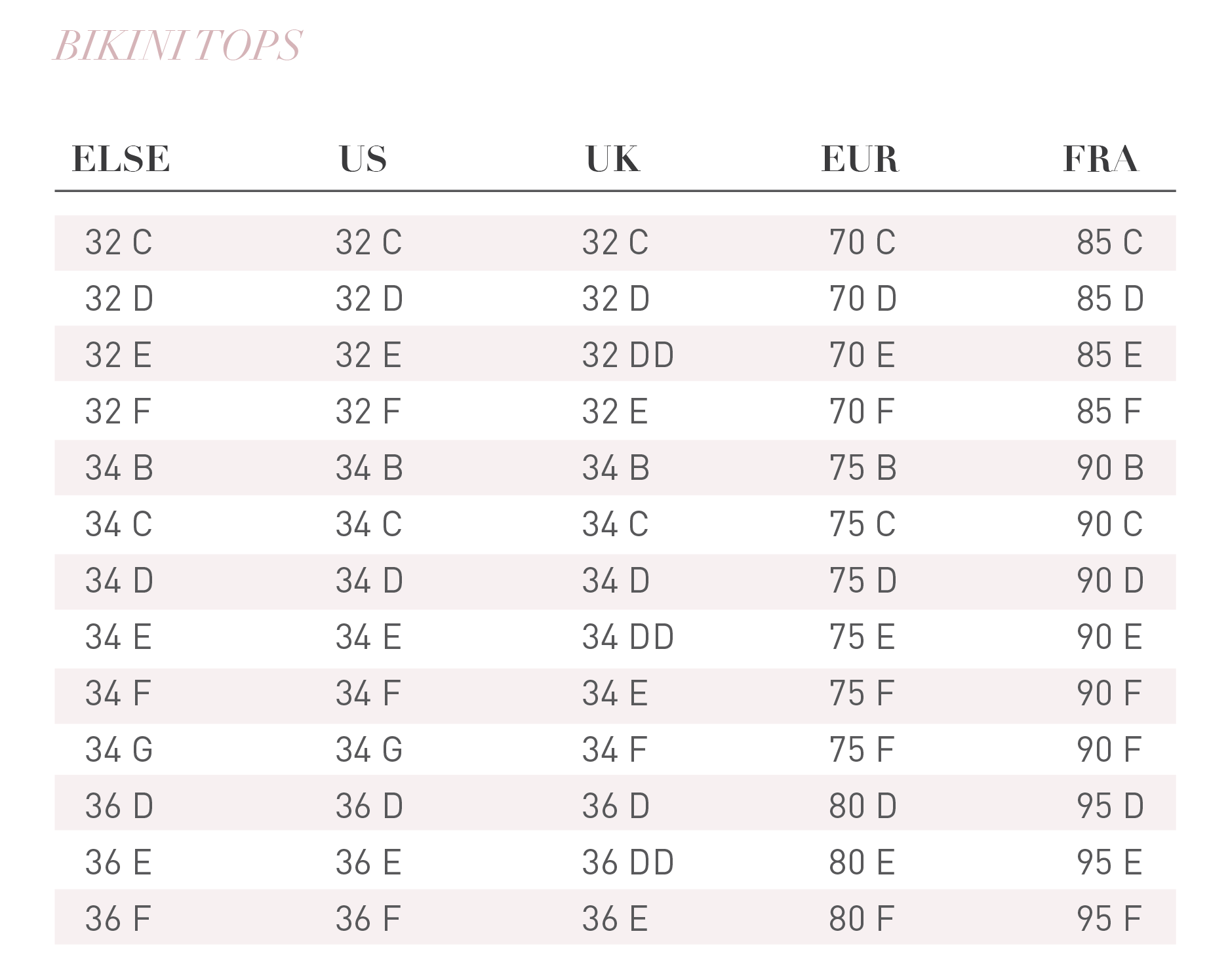 Product size guide