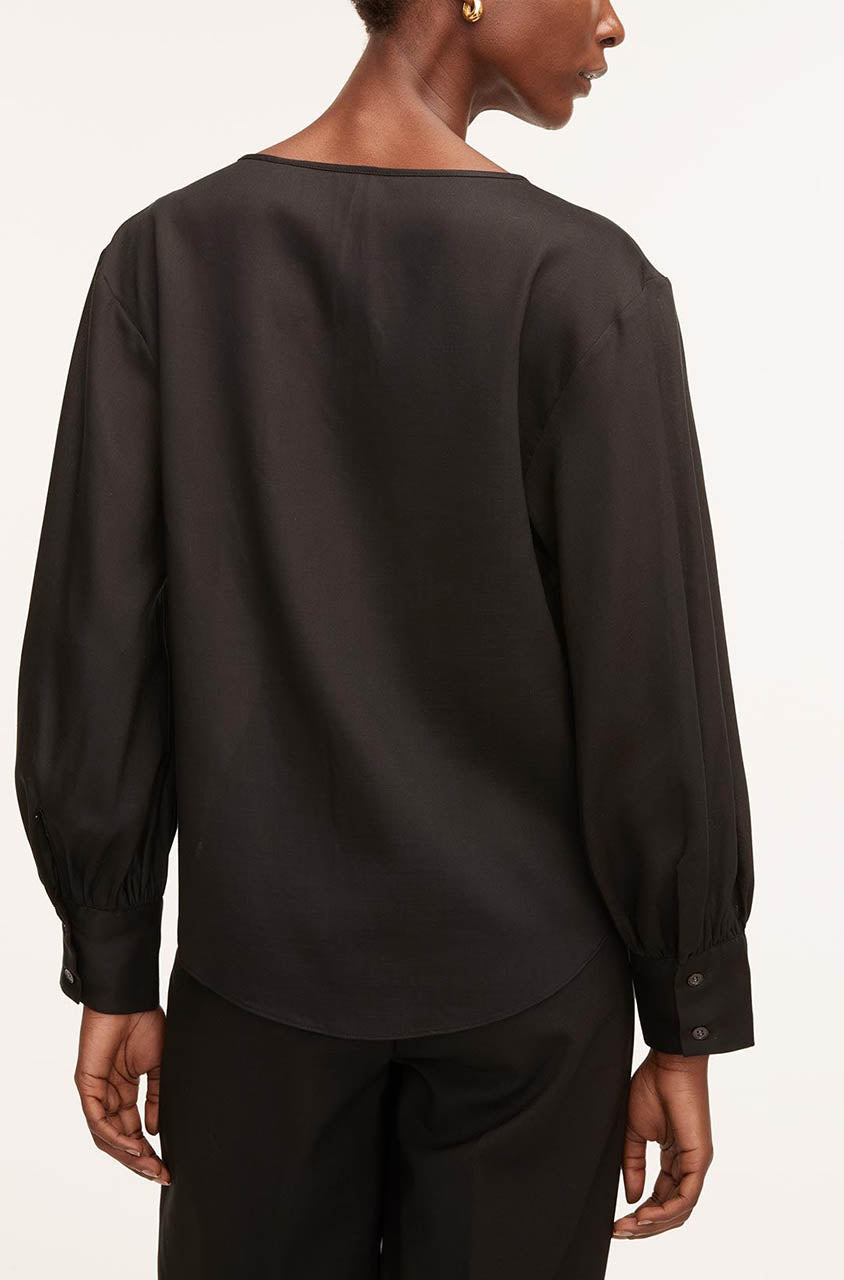 Drawstring Long Sleeve Blouse | Black