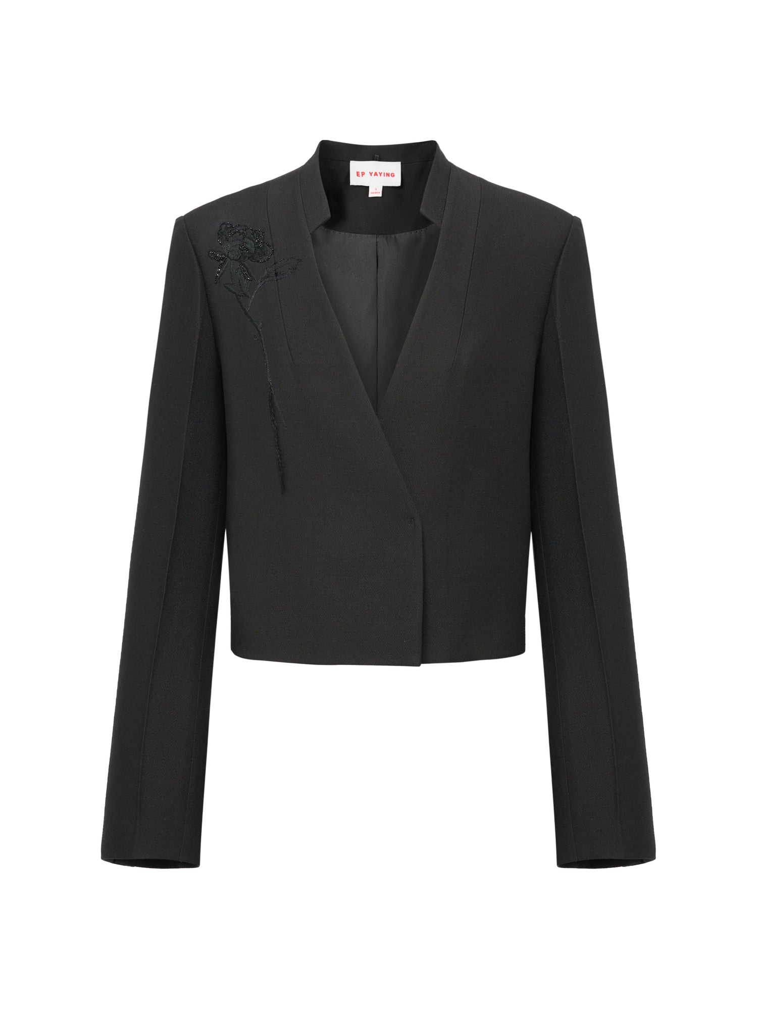 Subtle Shoulder Embroidery Blazer | Black