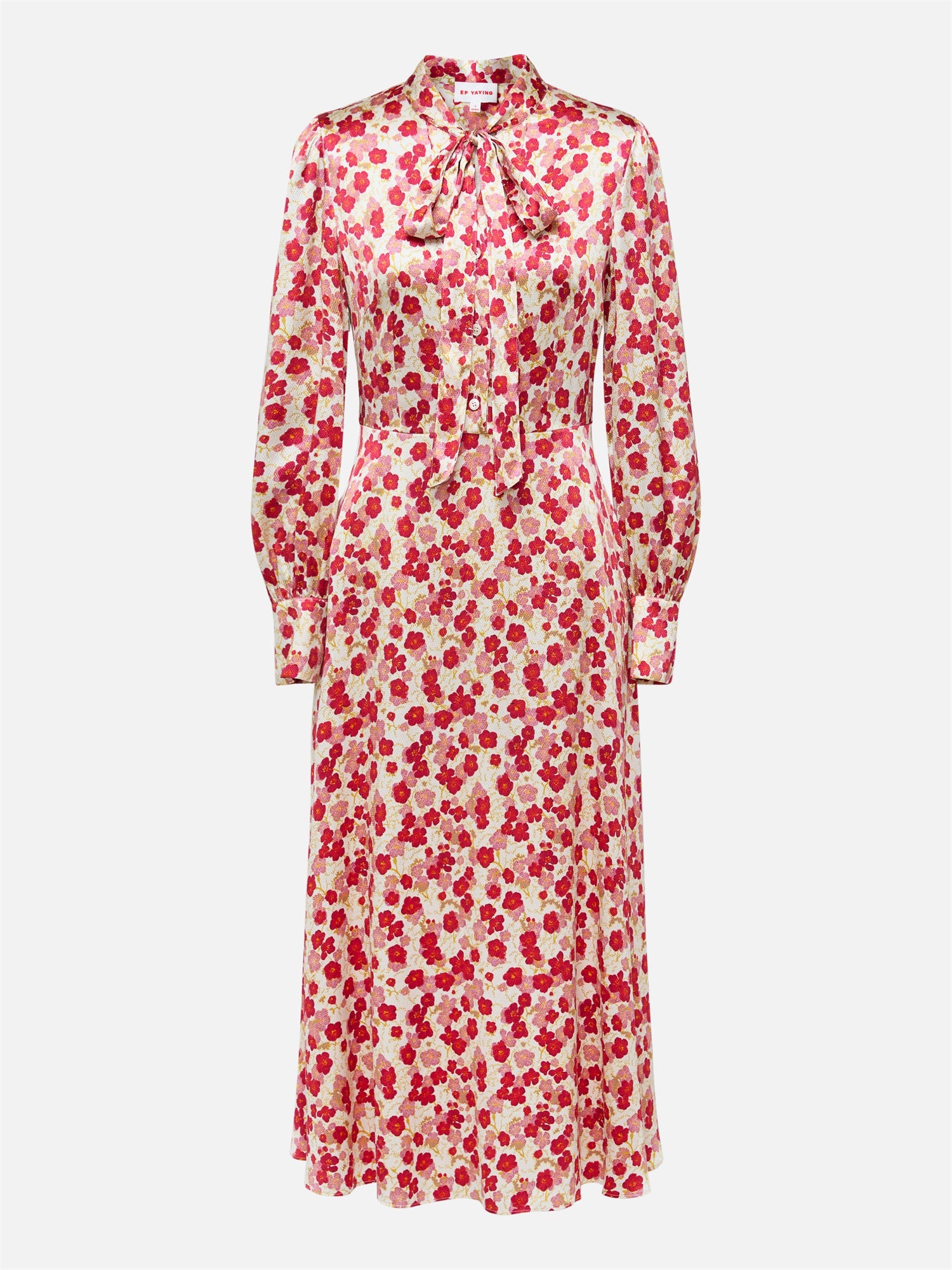 Silk Waist-Cinching Dress | Red