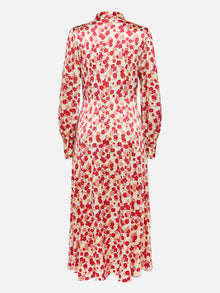 Silk Waist-Cinching Dress | Red