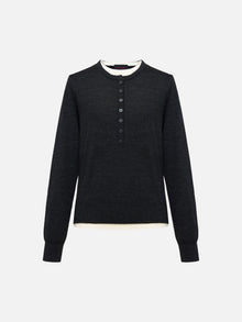 Layered Collar Two-Piece Wool Top | Grey