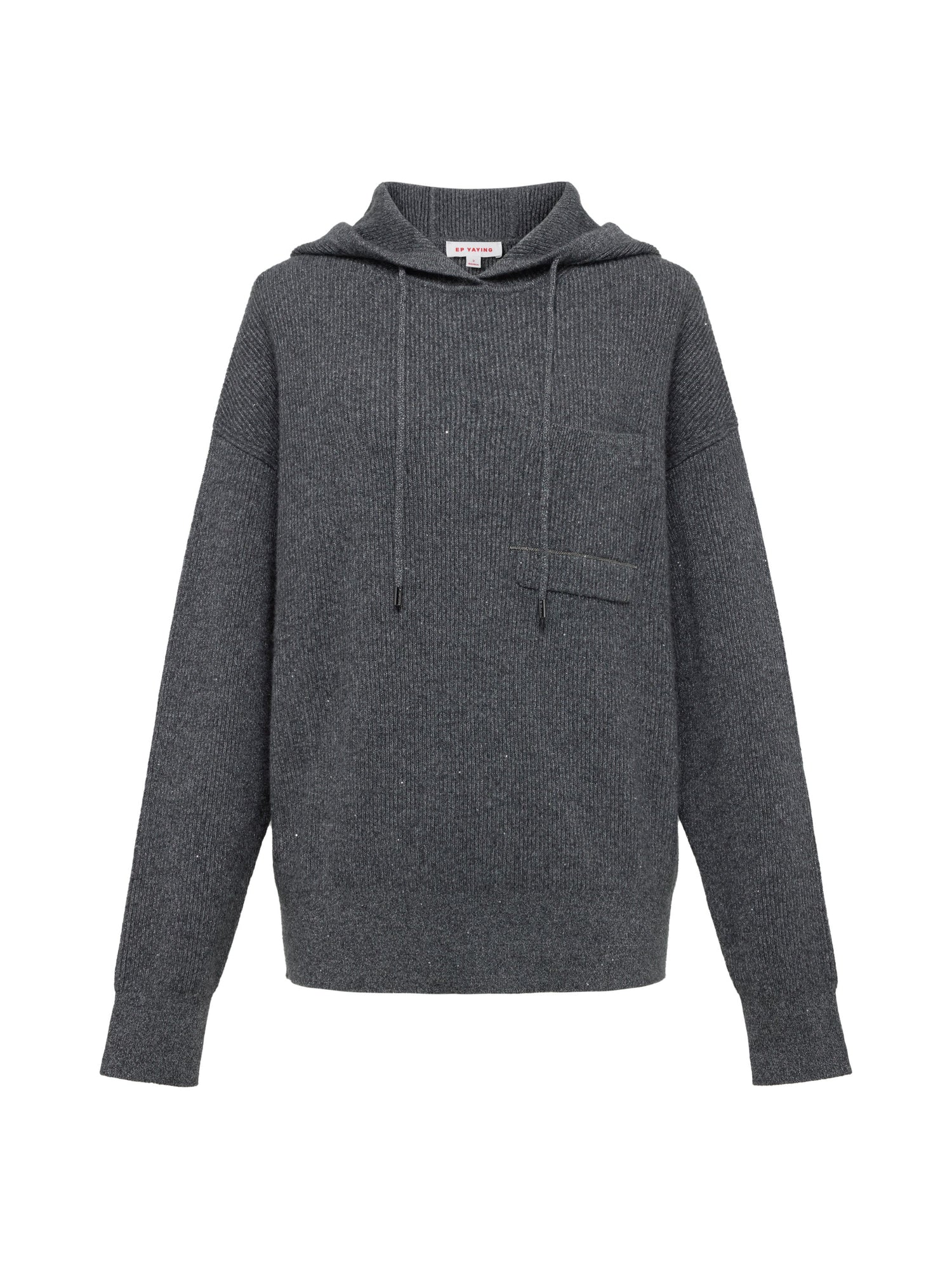 Metallic Thread Cashmere Hoodie | Grey
