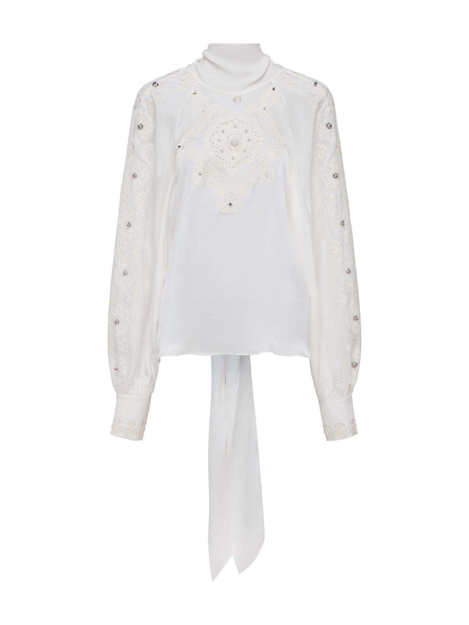 Embellished Silk Blouse | White