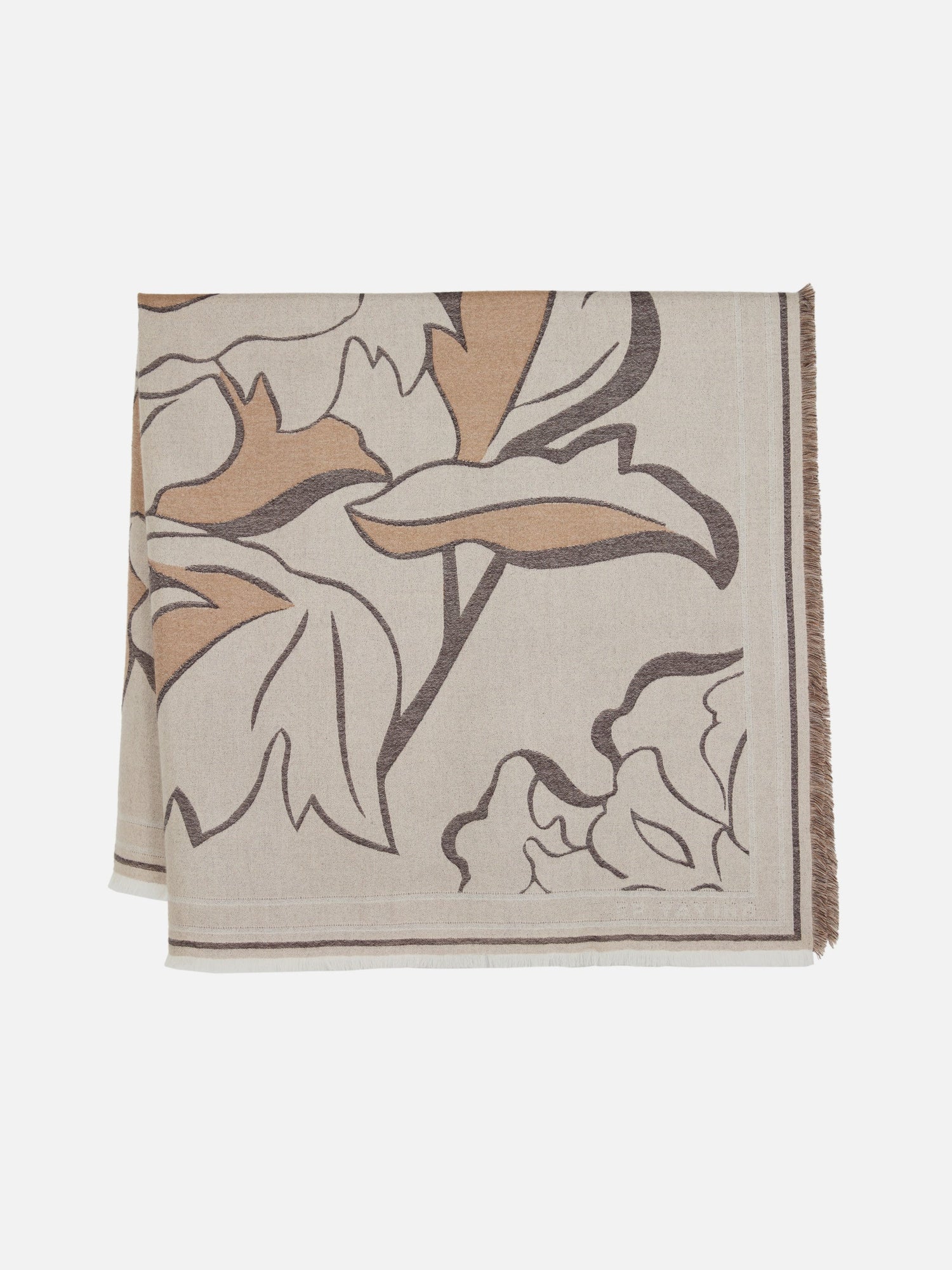 Printed Cashmere Scarf | Beige/Taupe