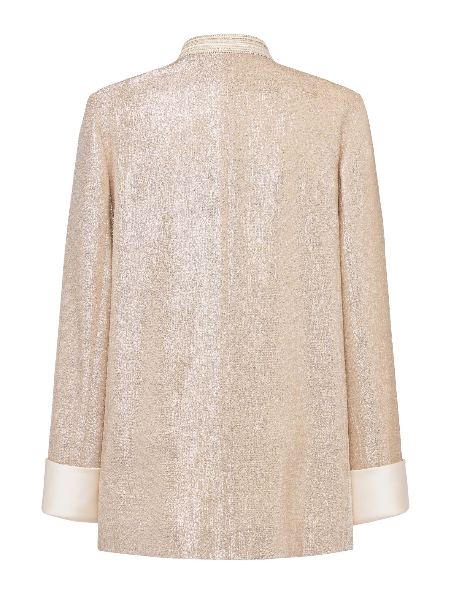 Champagne Metallic Open-Front Jacket | Golden
