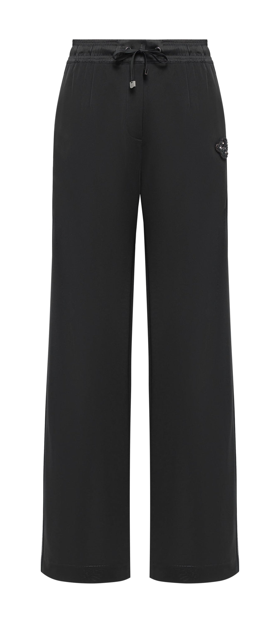 Slim Fit Wide-Leg Pant | Black