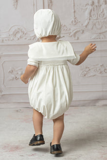 Baby Unisex | Helenus Velour Romper | Ivory