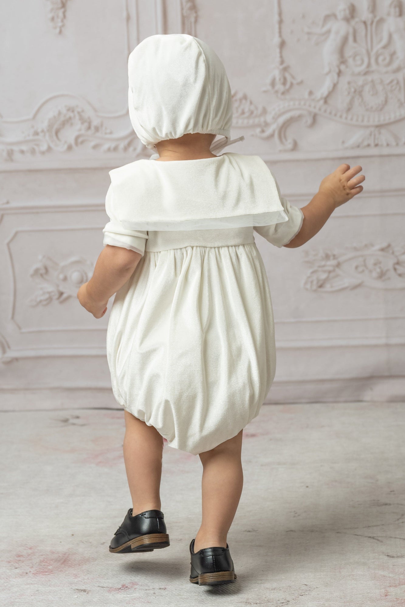 Baby Unisex | Helenus Velour Romper | Ivory