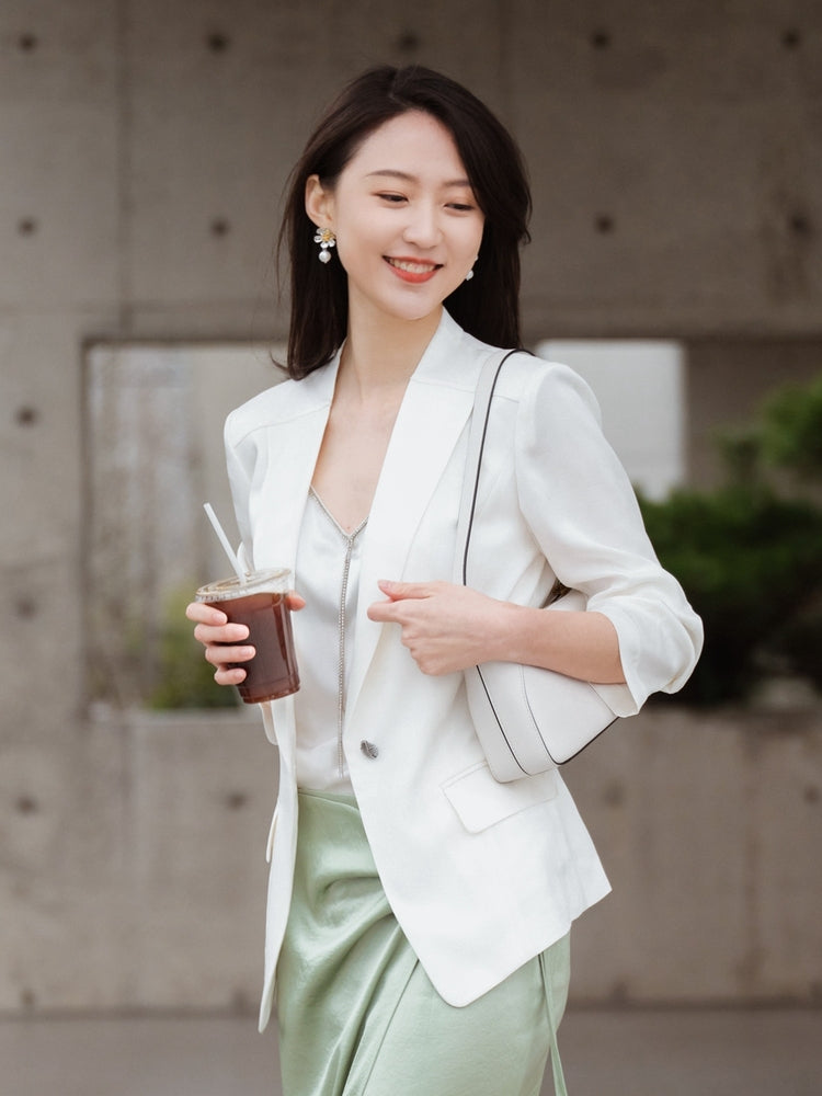 Slim Waist Blazer | White