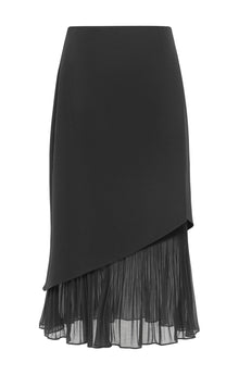 Ruffled Tulle Underlayer Midi Skirt | Black