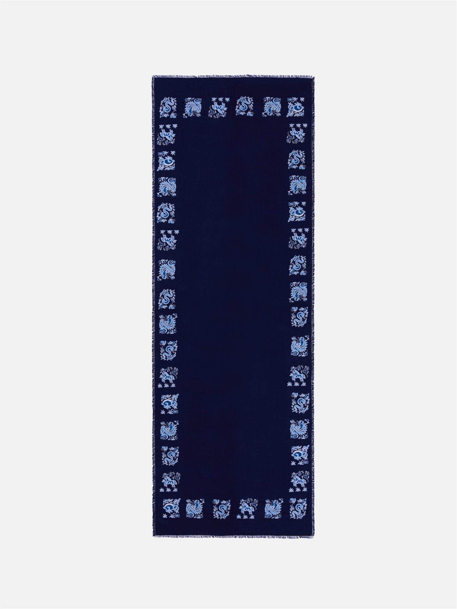 Square Shaped Jacquard Scarf | Navy