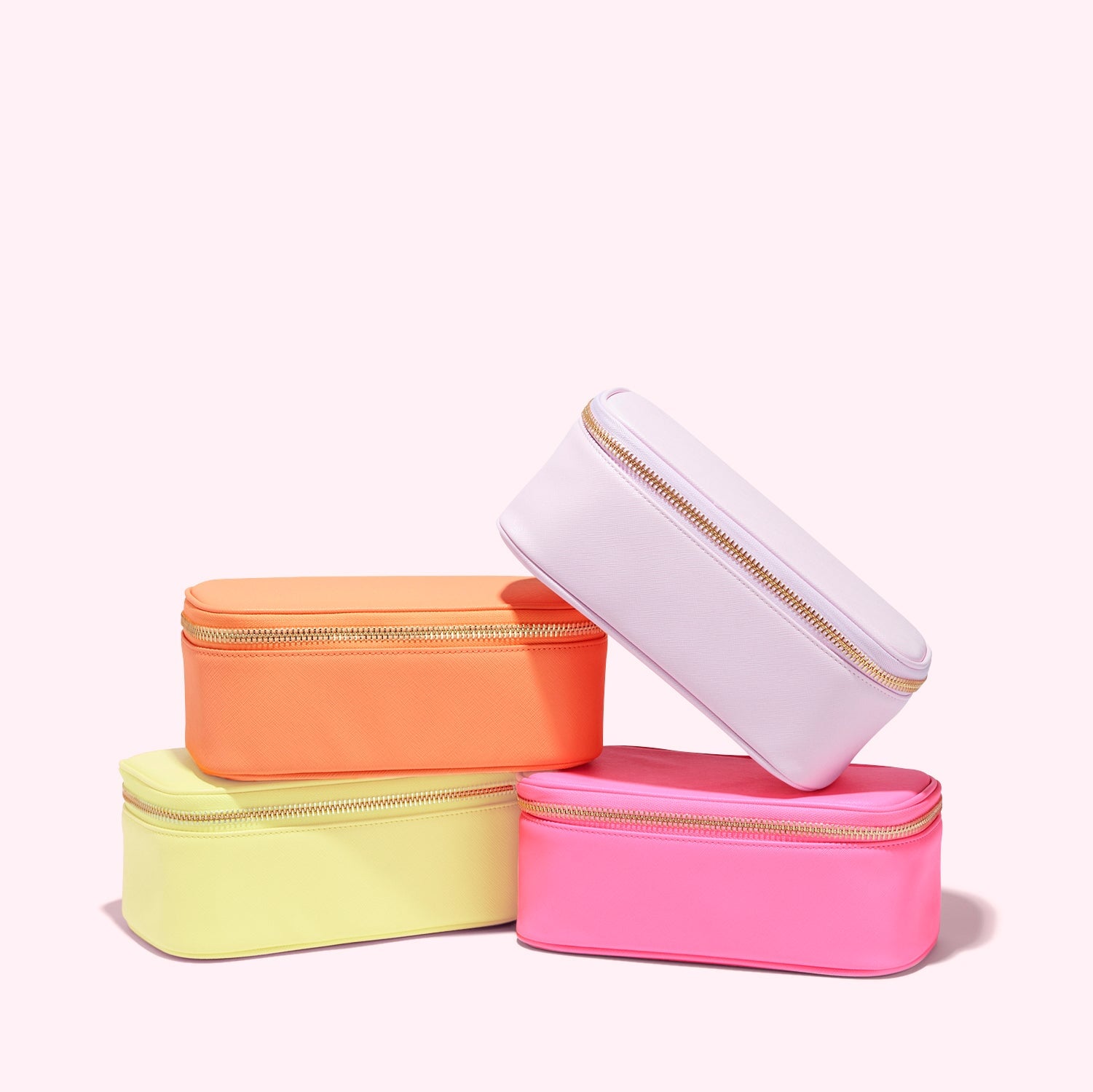 Textured Open Top Mirror Pouch | Peach