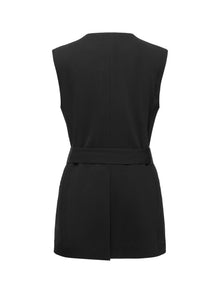 Triacetate Collarless Waist-Defining Vest | Black