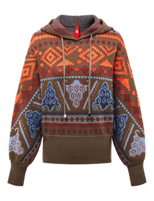 High-waisted Hooded Sweatshirt | Brown