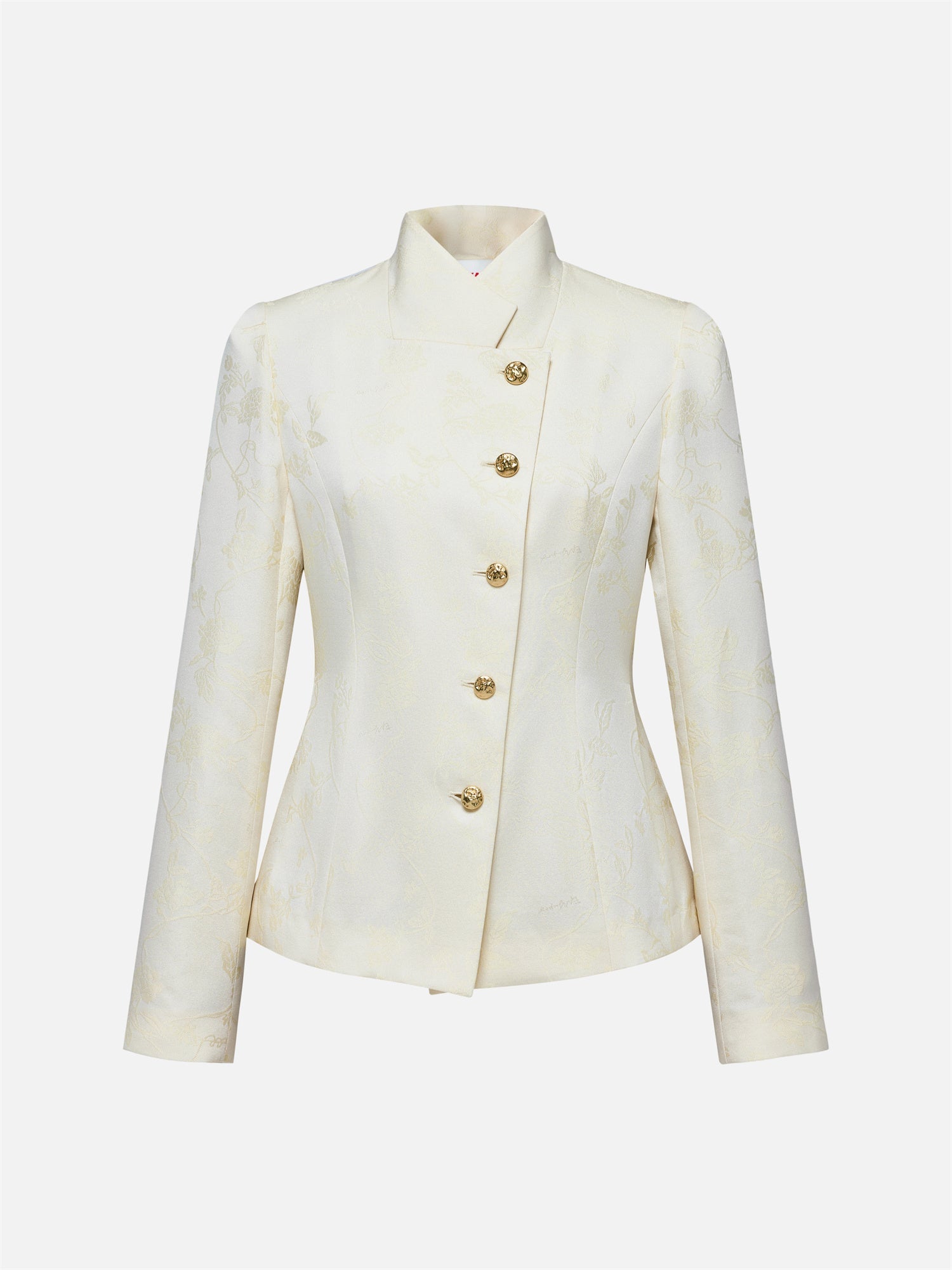 Silk Peony Jacquard Jacket | Beige