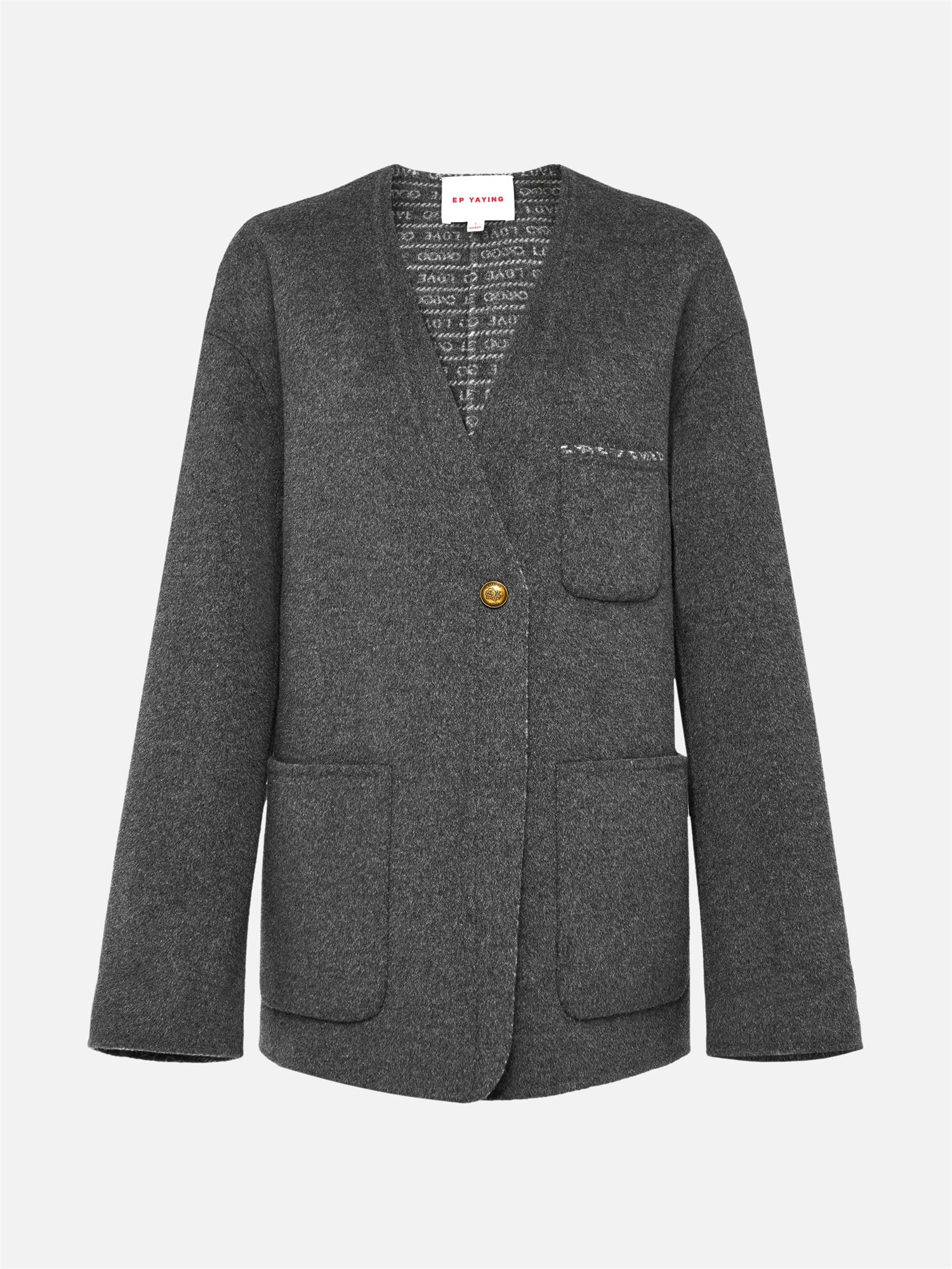 Double-Faced Wool Blazer-Style Casual Jacket | Grey
