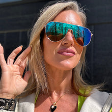 Womens | Dash Shield Sunglasses | Gold | Green Lenses