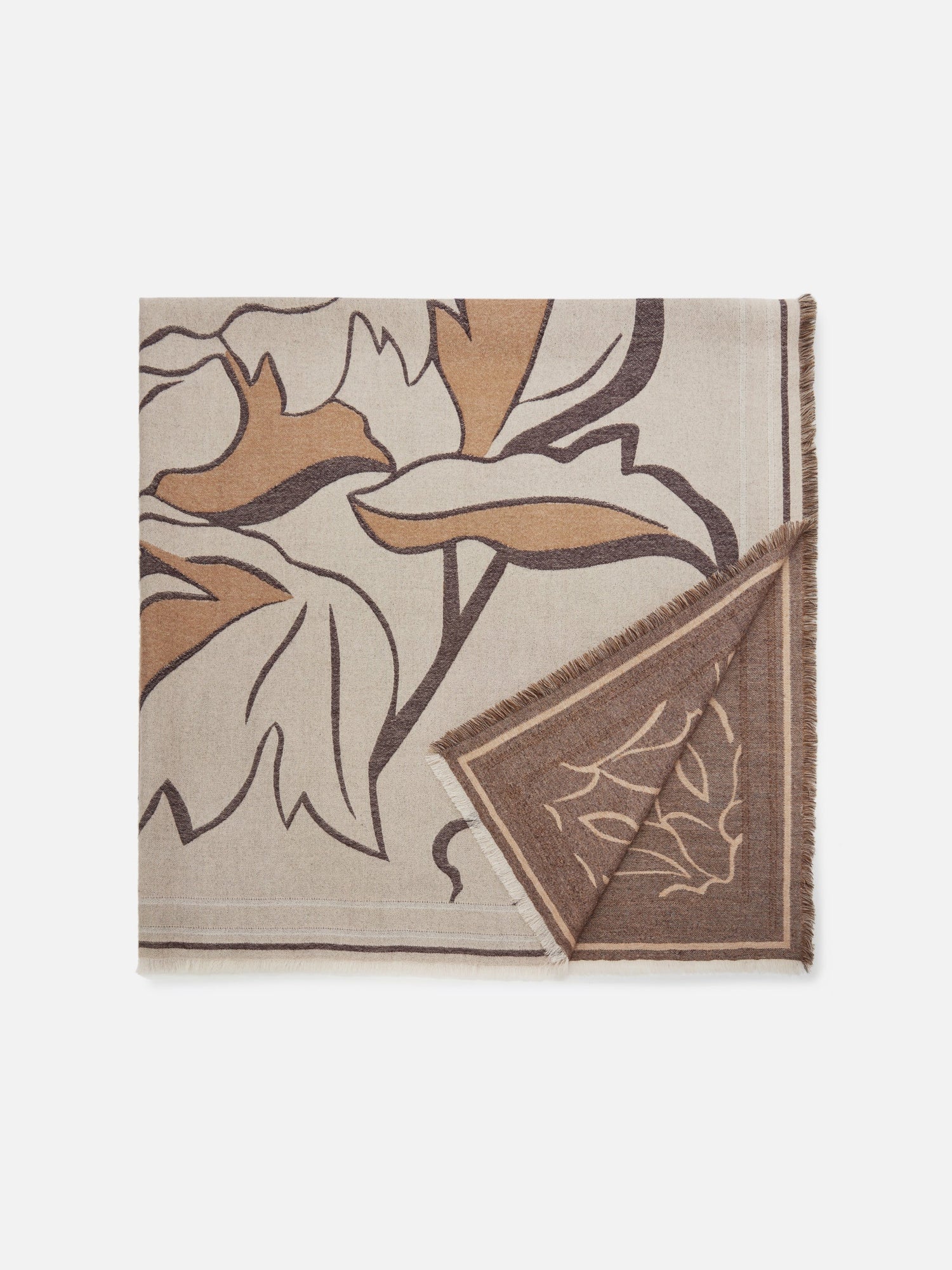Printed Cashmere Scarf | Beige/Taupe