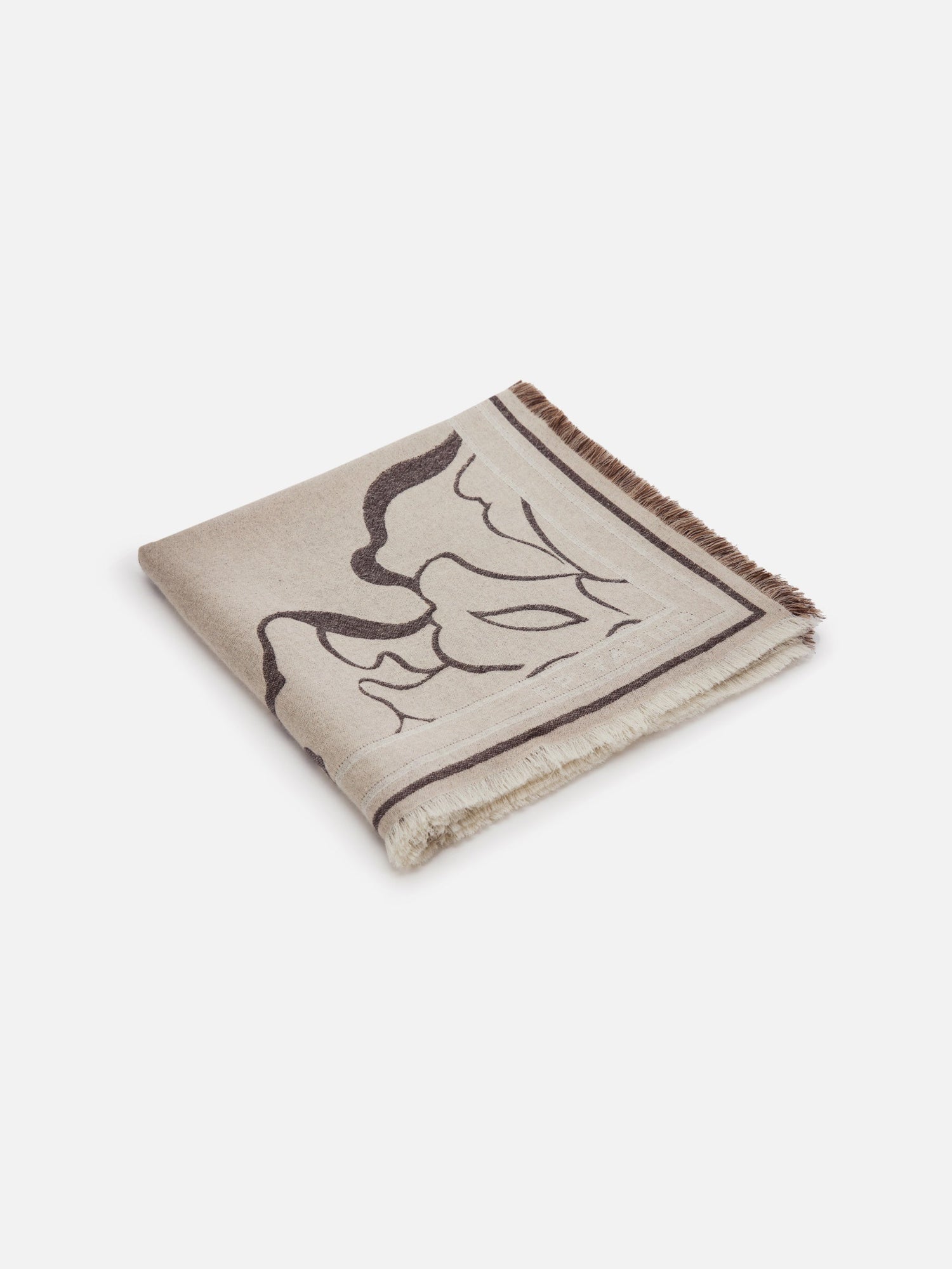 Printed Cashmere Scarf | Beige/Taupe