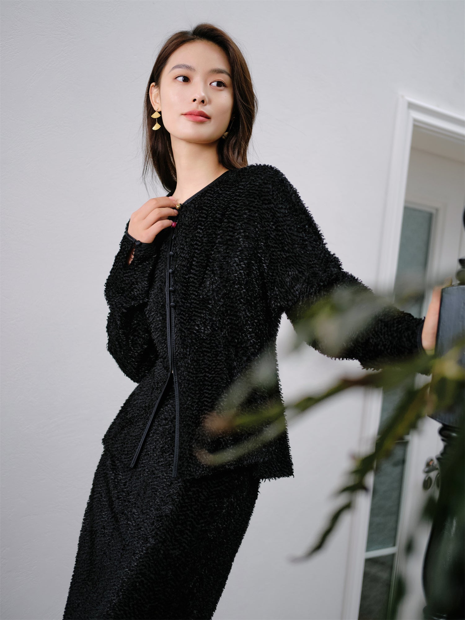 Silk Feather Light Jacket | Black
