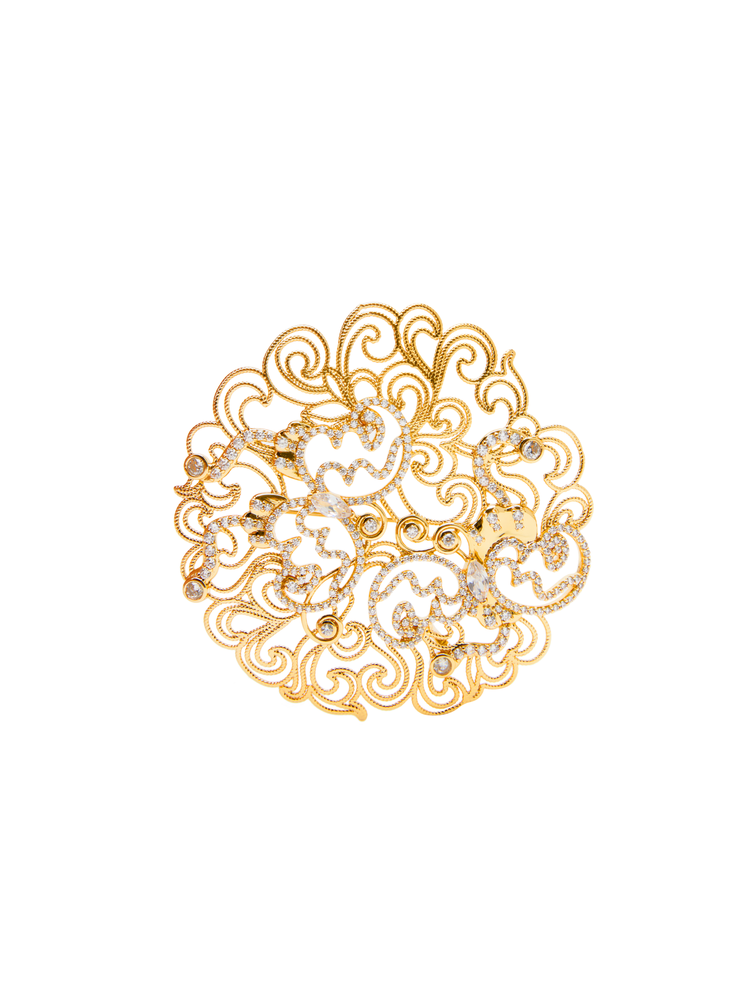 Zircon Openwork Brooch | Copper/Zircon