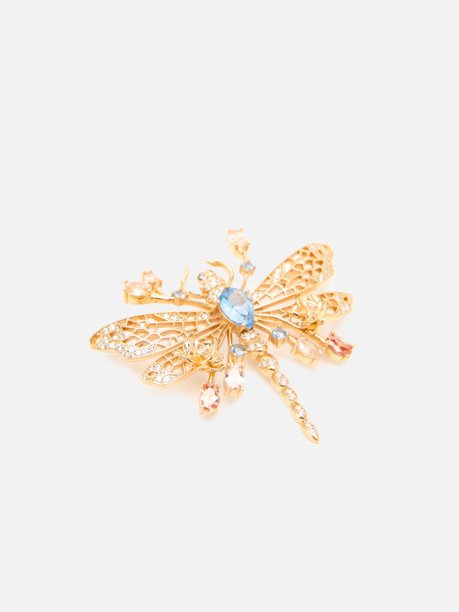 Dragonfly Brooch | Copper/Bluezircon/White Zircon