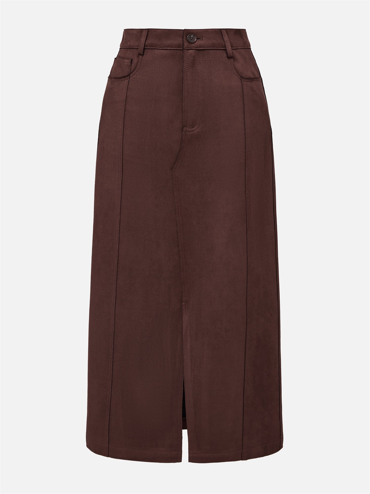 Pocket Style Maxi Skirt | Brown