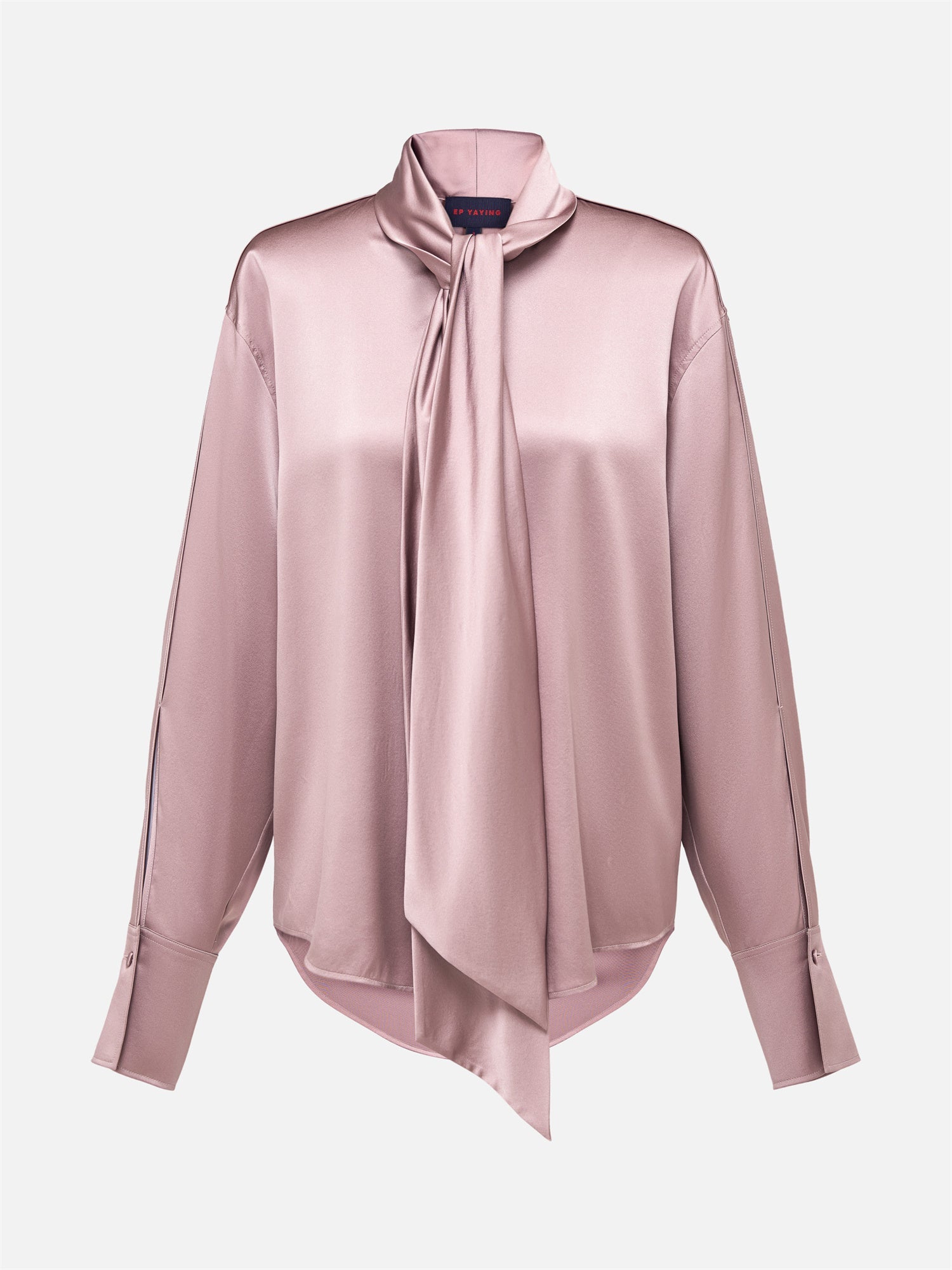 Heavy Silk Satin Ribbons Shirt | Purple