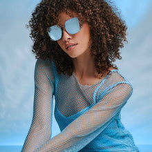 Womens | Elsa Sunglasses | Cool Silver Gloss Metal | Ice Blue Polarized Lenses