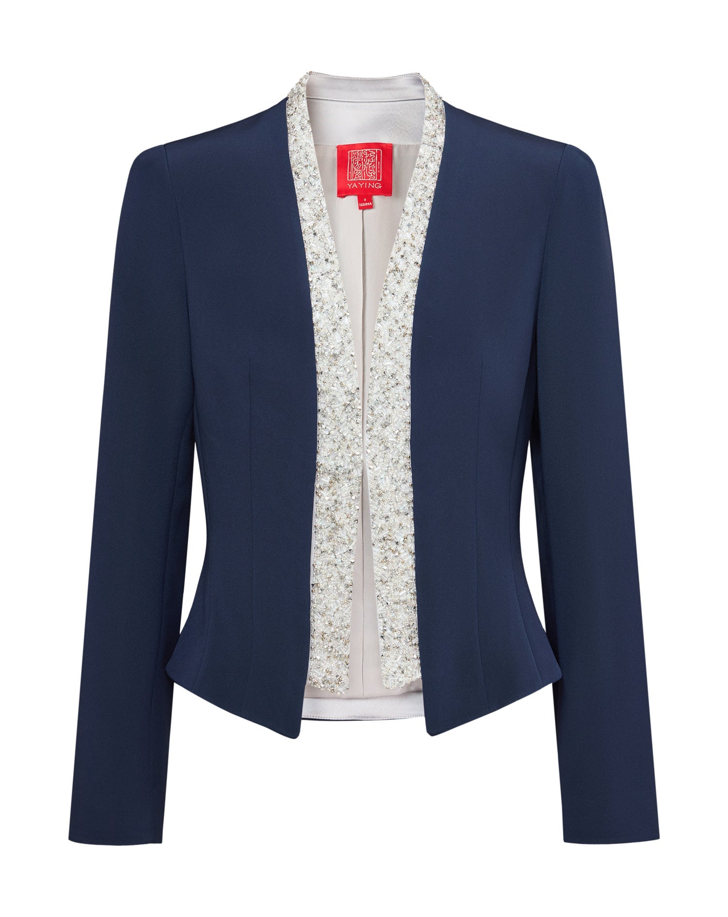 Heavy Silk Front-Closure Jacket | Navy
