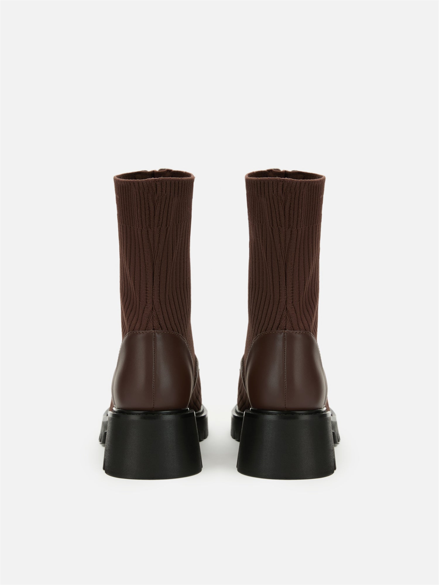 Knitted Chunky Heel Martin Boots | Brown