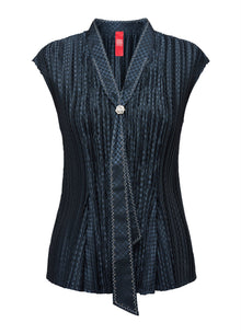 Waist-Cinched Shirt Top | Navy