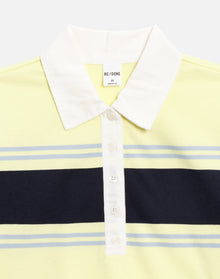 Womens | Cut Off Rugby Polo | Limeade Stripe