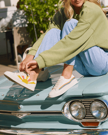 Women's Ibiza Classic Sneaker | Embroidery | Rainbow Wave - Oasis White - Women's Sneakers - Oasis White - Rainbow Wave - Soludos - 