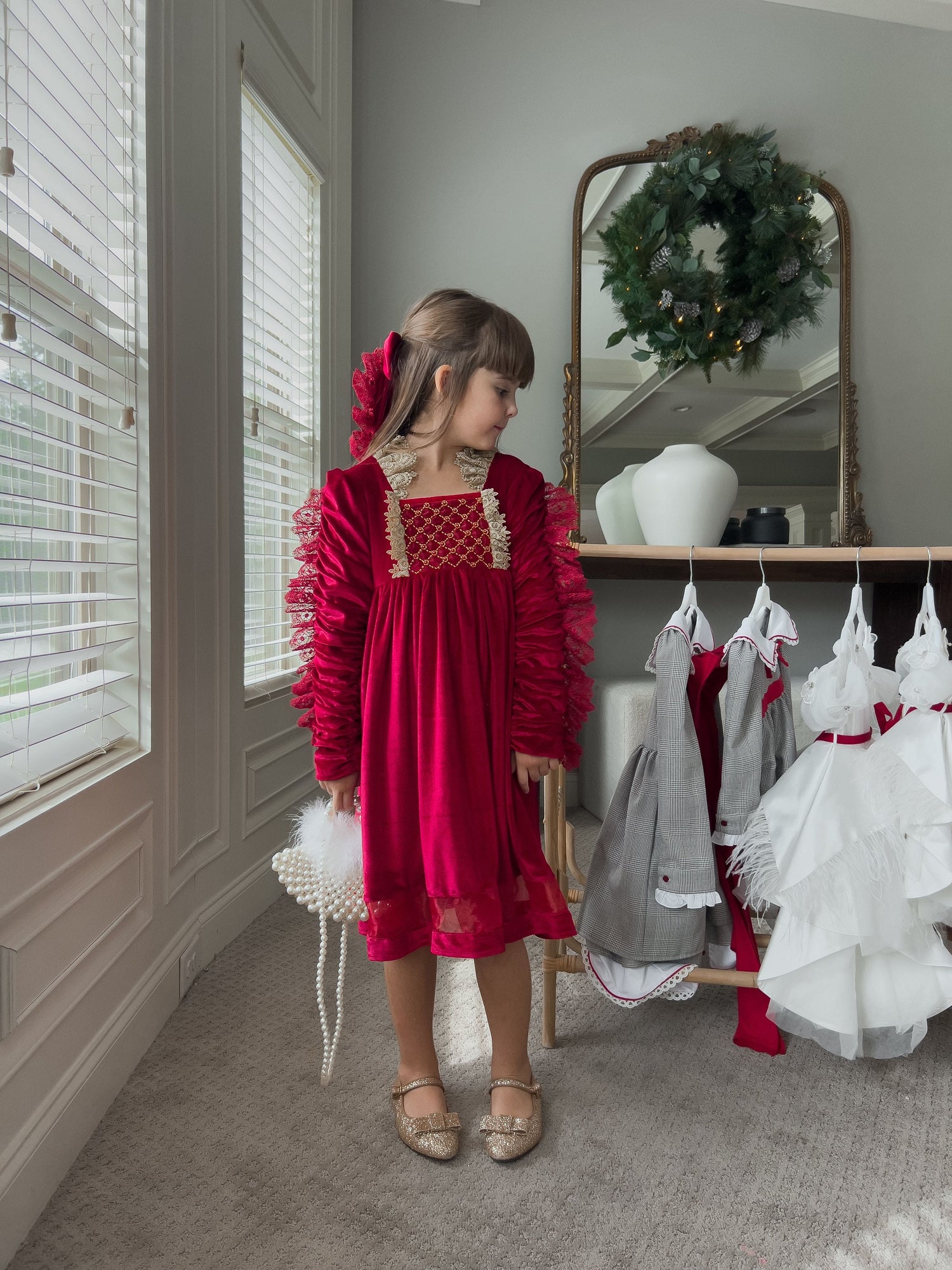 Baby Girls | Victoria Velvet Dress | Red