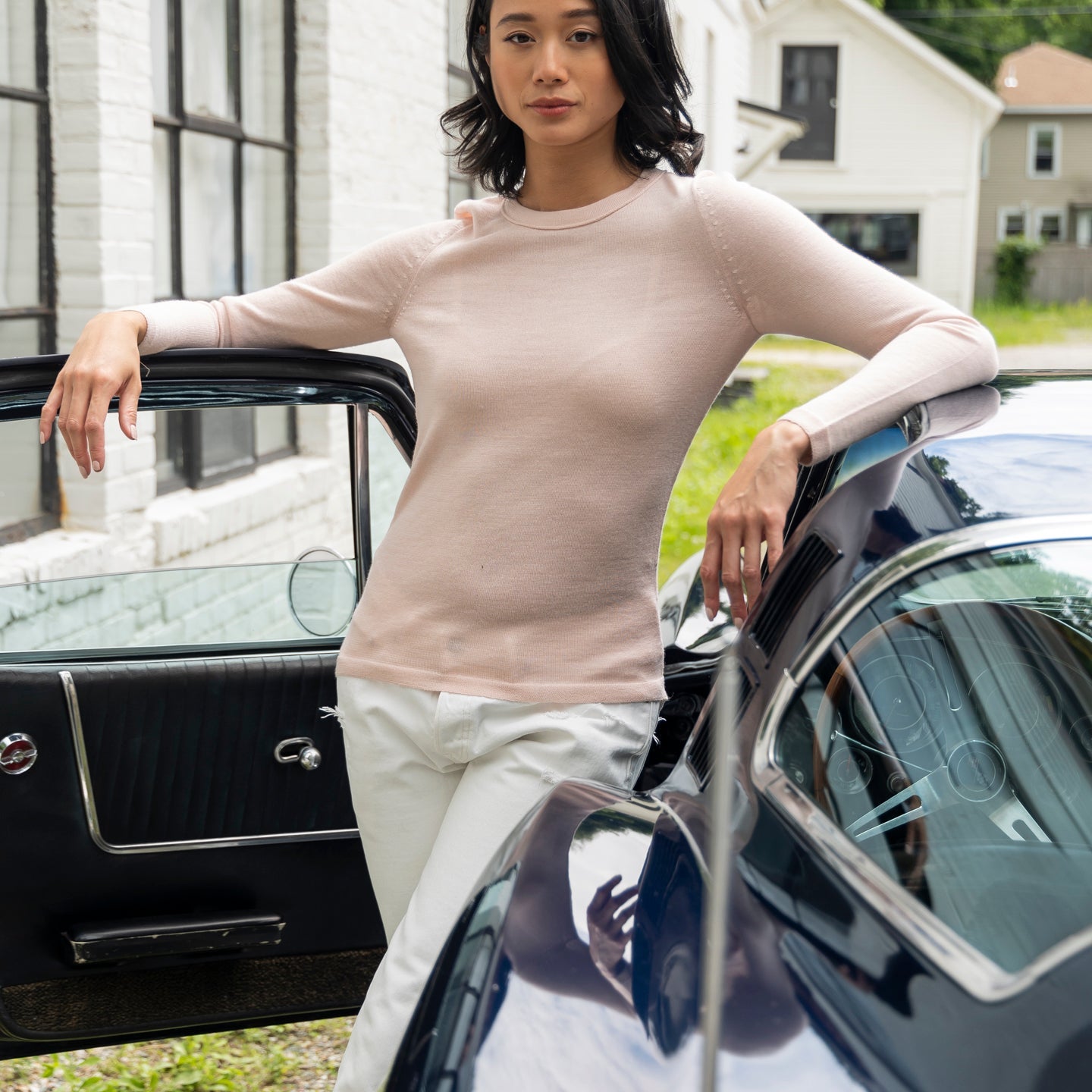 Crew Neck Sweater for Women | Pink Powder