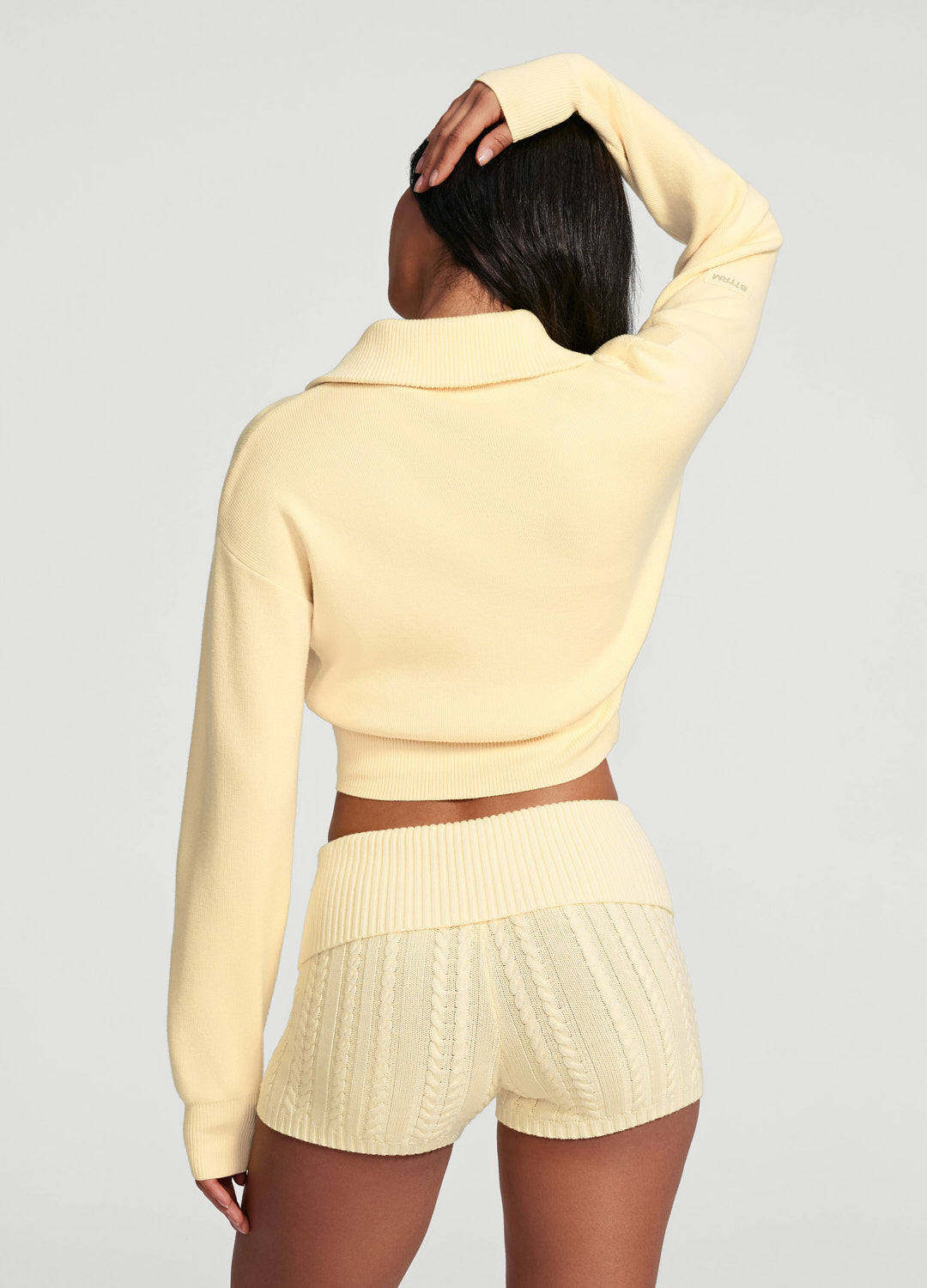 Knit Cropped Zip-Up Jacket | Lemon Meringue