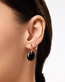 Kayla Drop Earrings | 14K Gold on Brass | Black Recycled Glass