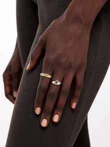 Elysia Signet Ring | Rhodium on Brass/14K Gold on Brass