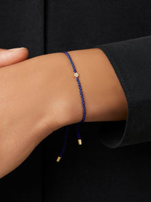 Medium Blue Cord Bracelet | 14K Gold on Sterling Silver | 0.06 CTW Diamonds