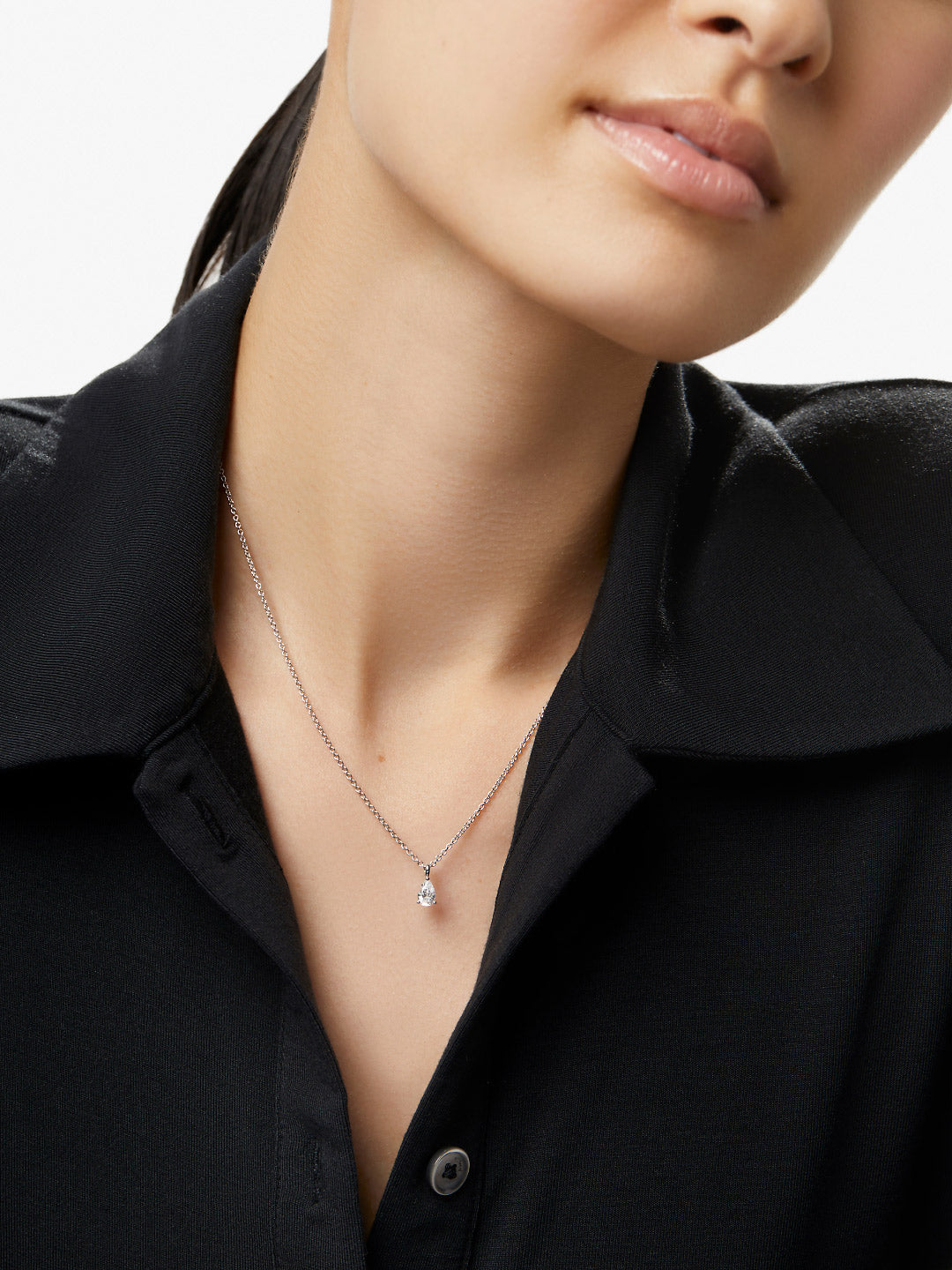 Elise Delicate Solitaire Pendant | Rhodium on Sterling Silver | Cubic Zirconia