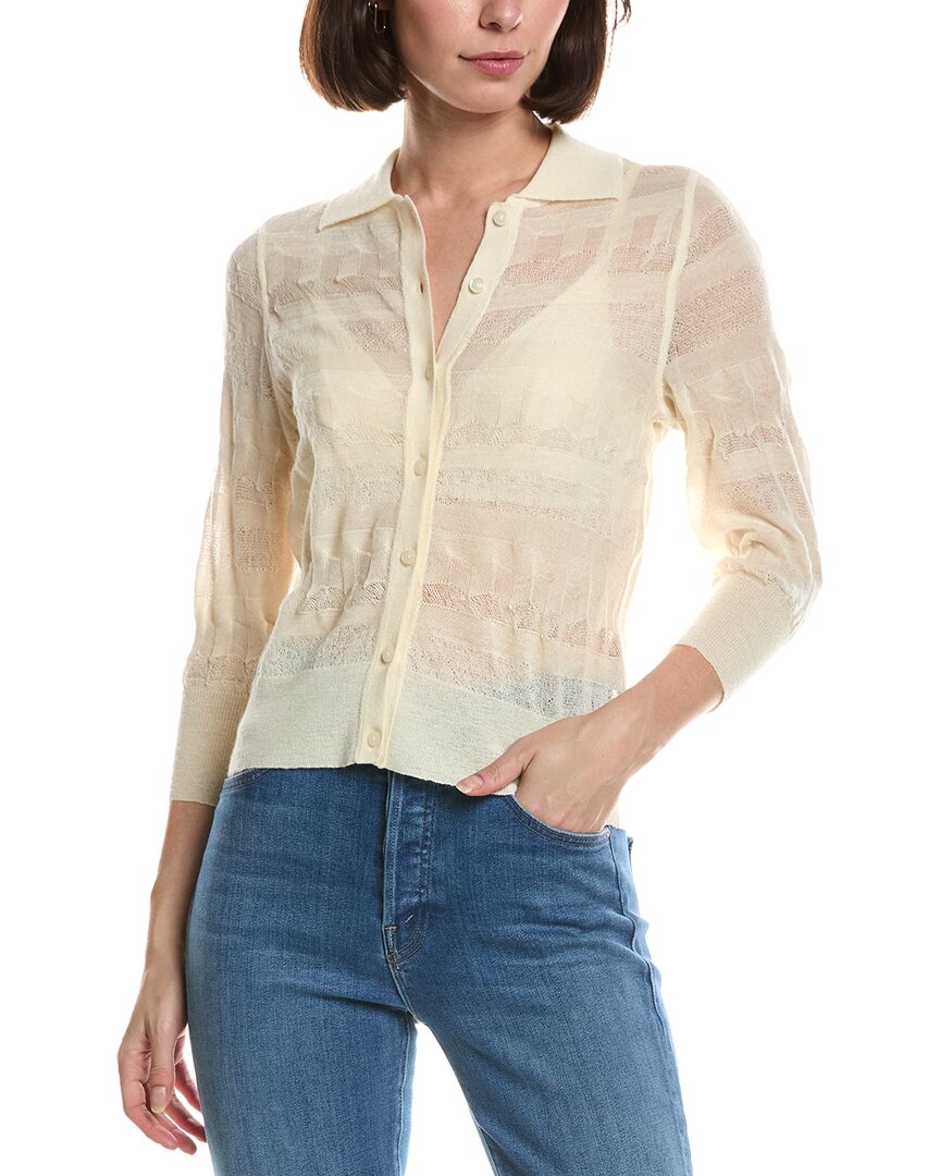 MOTHER | Womens | The Crop Raquette Wool Top | White