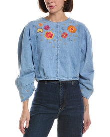 MOTHER | Womens | The Heyday Puff Sleeve Top | Blue
