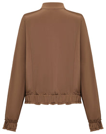 Silk Stand Collar Jacket | Brown