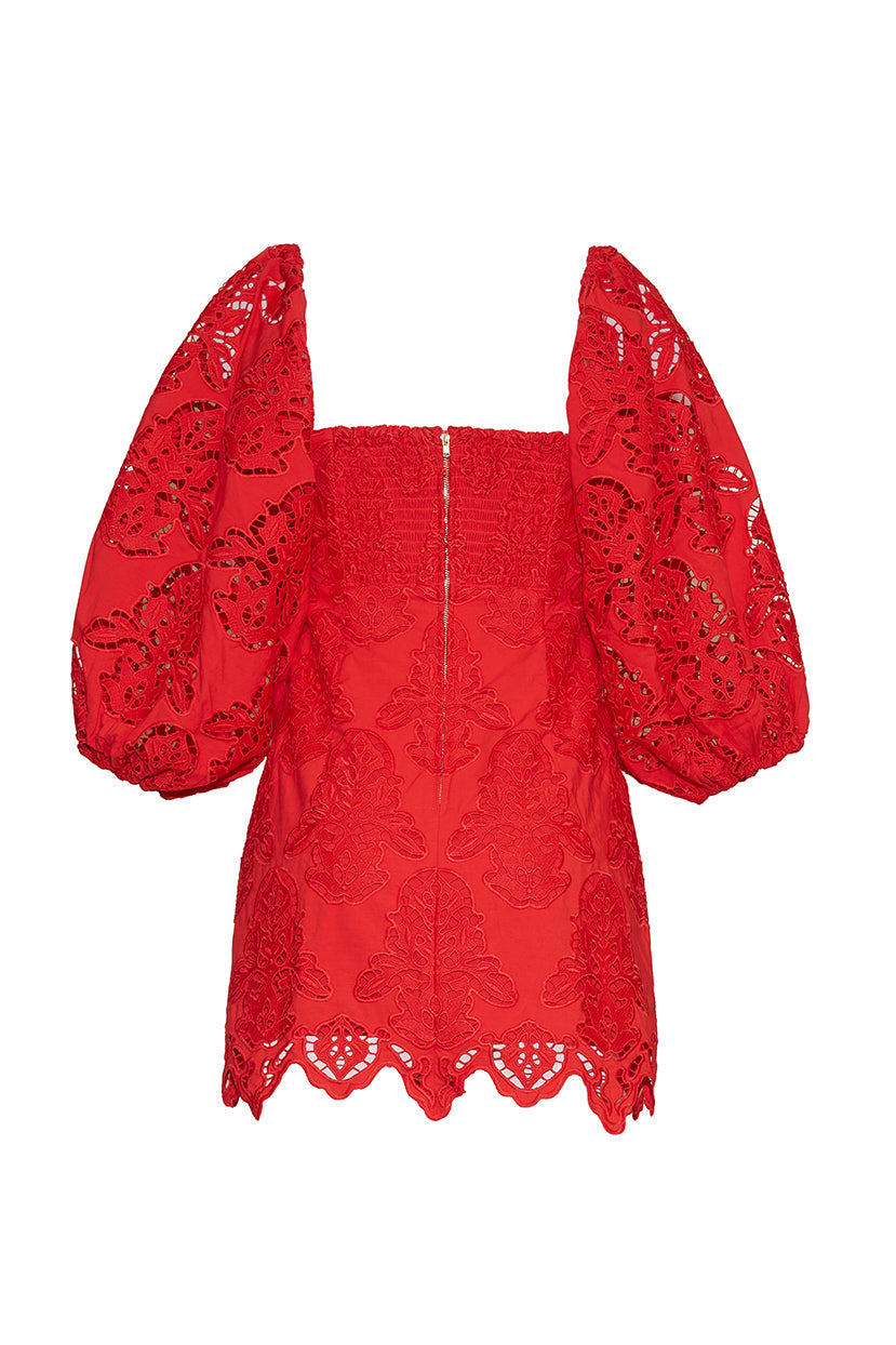 Montauk Dress | Red Embroidered Eyelet