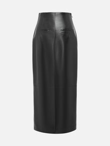 Glossy PU Leather Skirt | Black