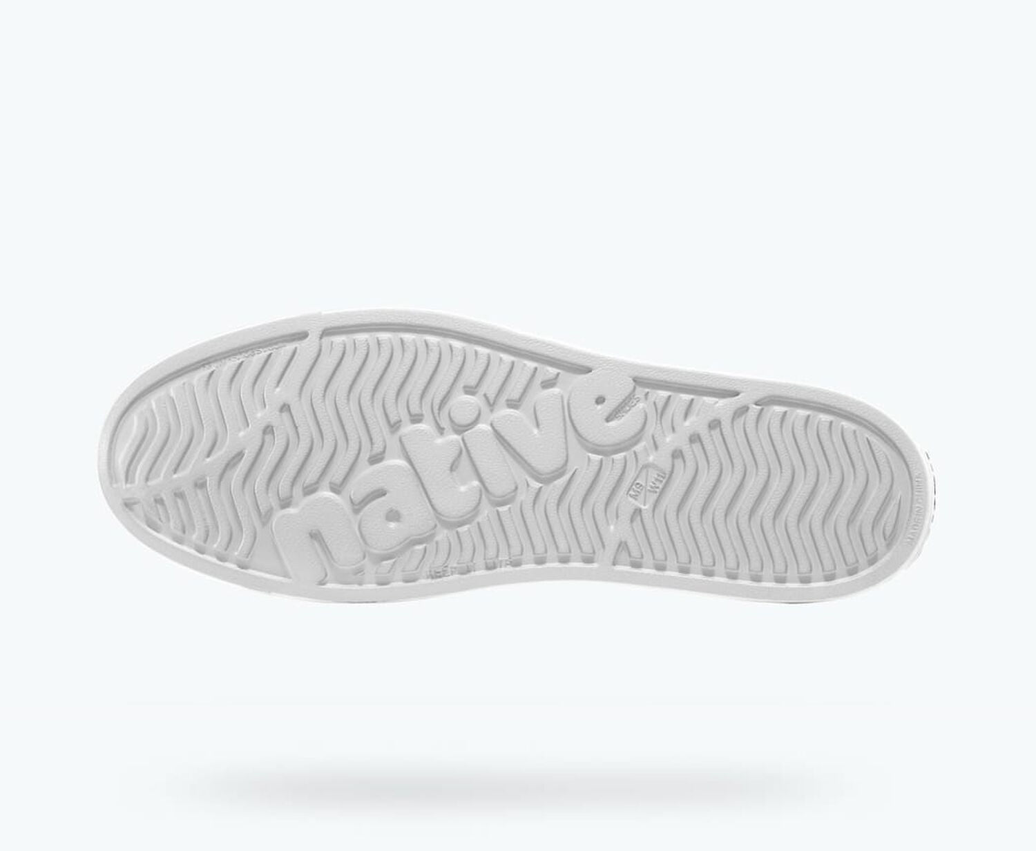 Bottom view of a Native Shoes Jefferson Bling | Metal Bling/ Shell White Footwear